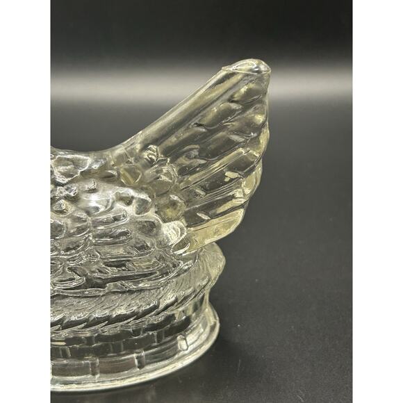 Hen On Nest Hollow Candy Holder Clear Vintage Country Farmhouse - Picture 3 of 10